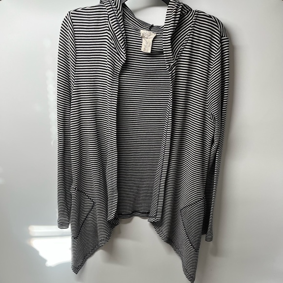 Aj Andrea Jovine Open Front Cardigan Striped Super soft sweater. size large - Picture 4 of 11